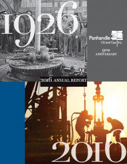 Cover of the 2016 Annual Report for Panhandle Oil and Gas Inc.